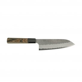 Aogami Super Steel Tsuchime Santoku  180 mm Wenge Black Buffalo Handle