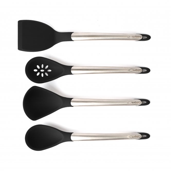 Cuisipro CUISIPRO Silicone Tool Set-Ladle  Turner  Spoon & Slotted Spoon Black