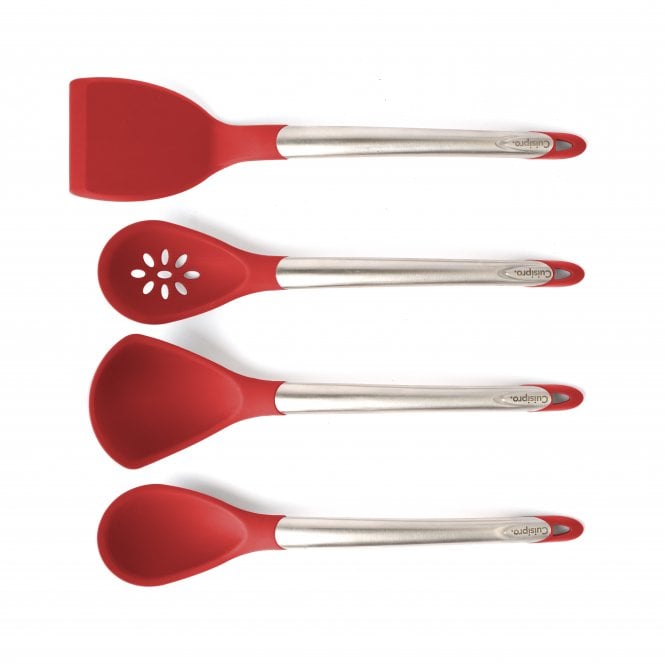 Cuisipro CUISIPRO Silicone Tool Set-Ladle  Turner  Spoon & Slotted Spoon Red