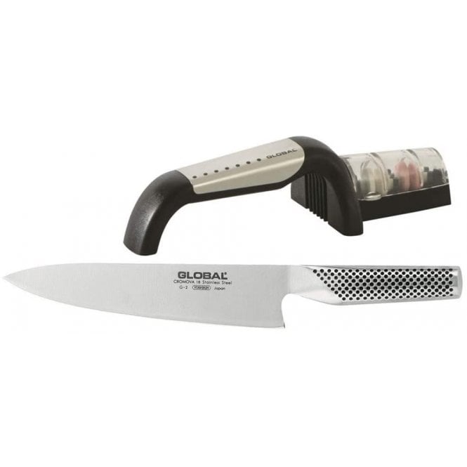 Global Knife Sets Global 2 Piece Set Of G-2 and GS-440/SS Sharpener