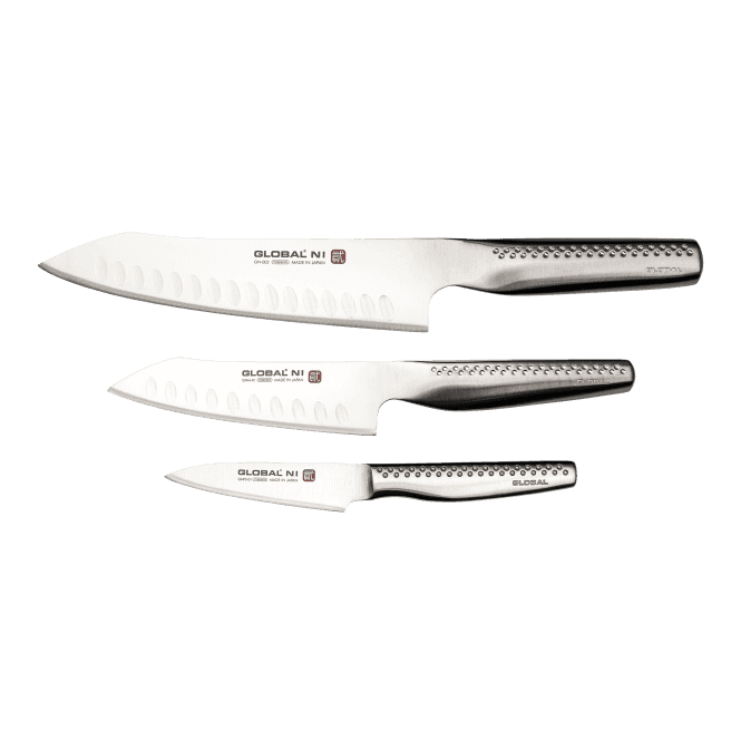 Global Ni 3 Piece Knife Set Including GN-002, GNM-01 & GNFS-01