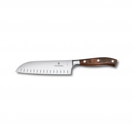 Santoku knife, 17cm, fluted, wood