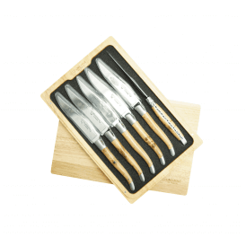Handcrafted 6-Piece Steak Knife Set with Juniper Wood Handles (Yatagan Blade)