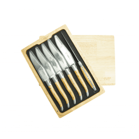 Handcrafted 6-Piece Steak Knife Set with Olivewood Handles (Yatagan Blade)