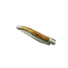 Handcrafted Multipurpose Yatagan Balbach Damascus Knife, Aubrac Beechwood Handle, 10cm
