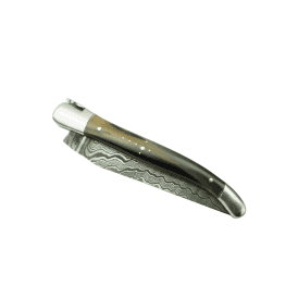Handcrafted Multipurpose Yatagan Balbach Damascus Knife, Cow Horn (Shiny) Handle, 10cm