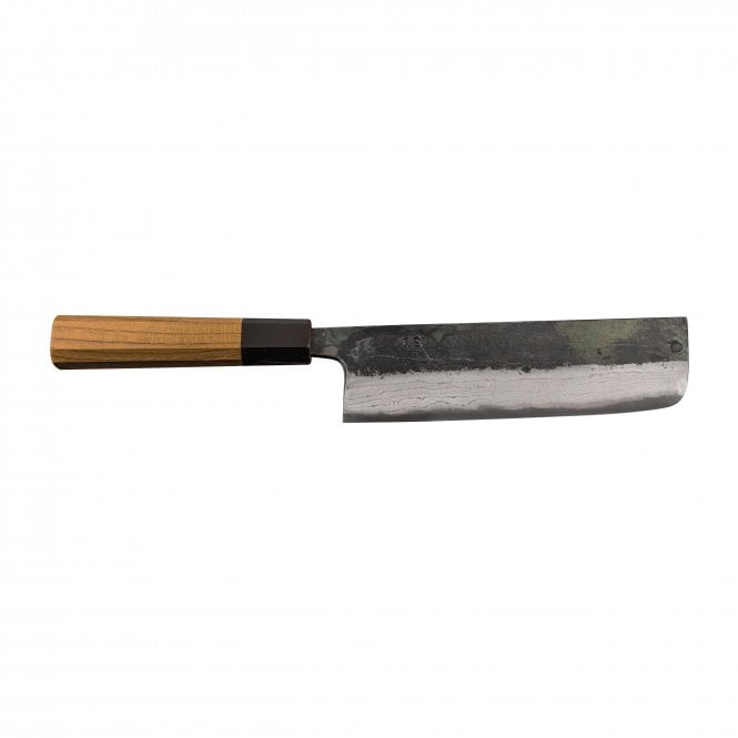 Hatsukokoro Hatsukokoro Kumokage Blue2 Kurouchi Damascus Nakiri with Teak handle