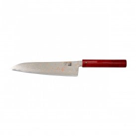 Hinoura Tsukasa 21cm Gyuto Gobi Damascus Red Handle