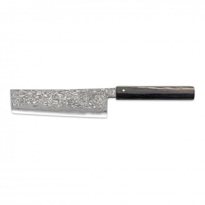 Hinoura Tsukasa FAN OUT Hinoura Tsukasa 21cm Nakiri Black Mushin Damascus Black Handle