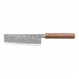 Hinoura Tsukasa 21cm Nakiri Black Mushin Damascus Natural Handle