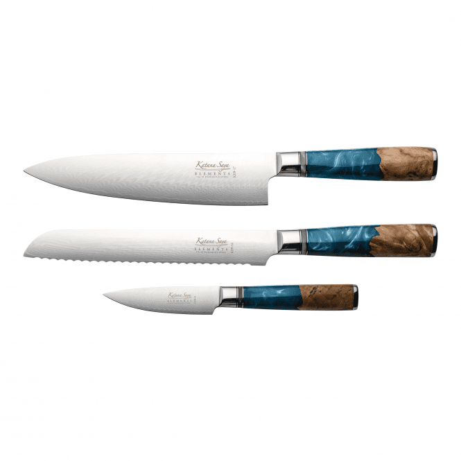 Katana Saya Elements KEB-3167 3 Piece Knife Set - Ocean Blue