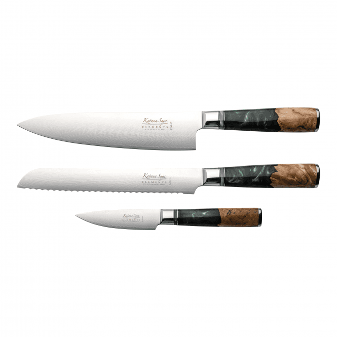 Katana Saya Elements KEG-3167 3 Piece Knife Set - Rainforest