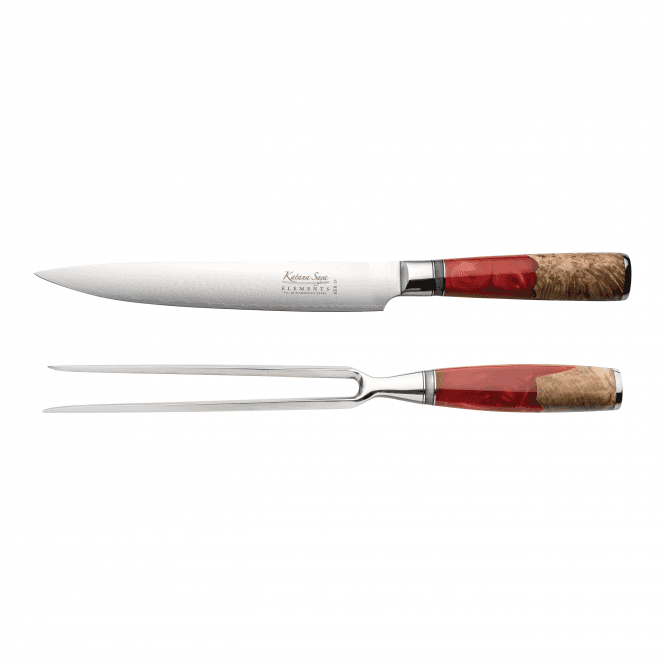 Katana Saya Elements KER-2015/2 2 Piece Carving Knife Set - Volcanic Red