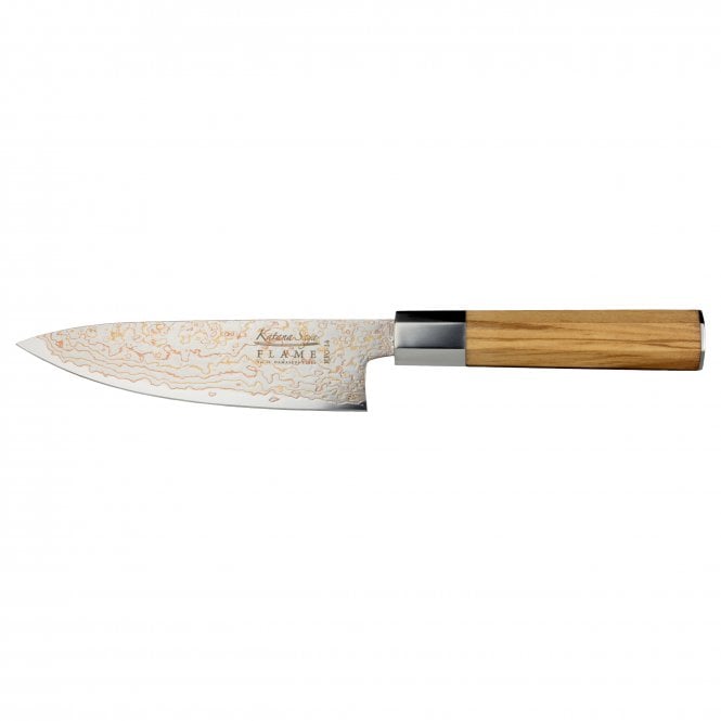 Katana Saya Flame Olive Wood KFO-14 15cm Chef's Knife