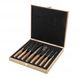 Katana Saya Olivewood 8 Piece Steak Knife & Fork Set