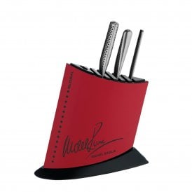 Global 4 pce Knife Block Set Red and Black