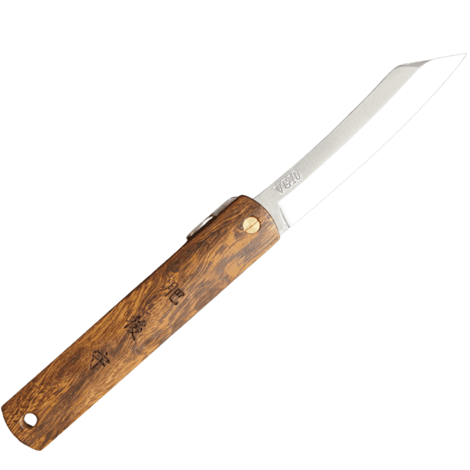 Nagao Kanekoma Higonokami Handmade Folding Carving knife 75mm Ironwood Handle