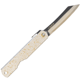 Higonokami Handmade Folding Knife 75mm Aogami Silver Gold Handle