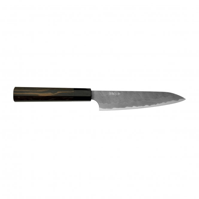 Nigara Hamono Aogami Super Steel Tsuchime Petty 150 mm Wenge Black Buffalo Handle