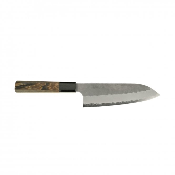 Nigara Hamono Aogami Super Steel Tsuchime Santoku  180 mm Wenge Black Buffalo Handle