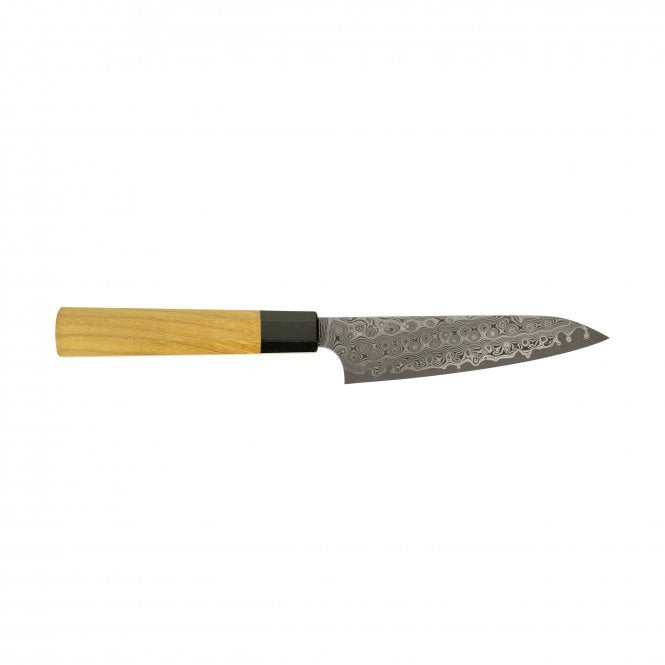 Nigara Hamono SG2 Damascus Petty 150mm Teak Black Buffalo Handle