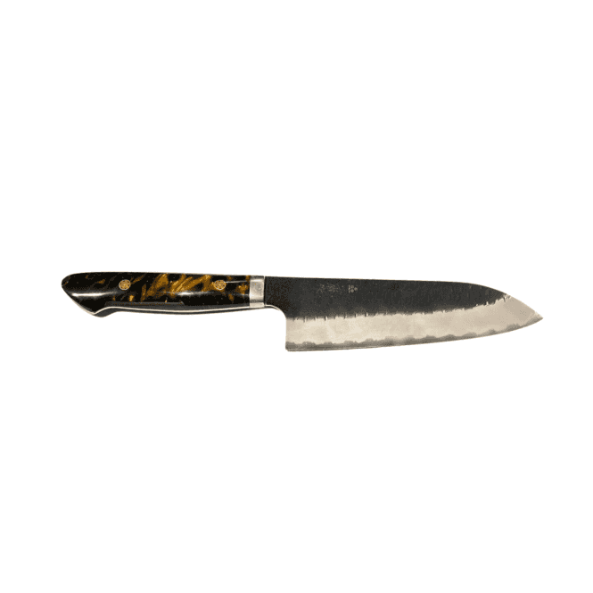 Nigara Hamono Nigara Hamono SG2 Kurouchi Tsuchme Santoku 180 - custom western handle