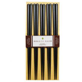 Plain wood 5 Piece Black Chopsticks