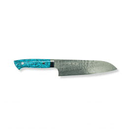 Saji Hot Forged VG10 Damascus Tsuchime Santoku 180mm — Made by Takashi Saji