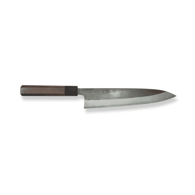 Sakoda Hamono Hot Forged, Shirogami (White #2) Carbon Steel, Gyuto, with Red Sandalwood Handle (240mm)