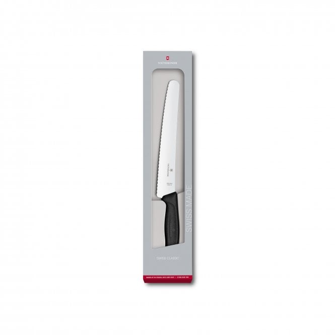 Swiss Classic Bread and pastry knife, 22cm, wavy, black