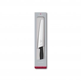 Bread and pastry knife, 22cm, wavy, black