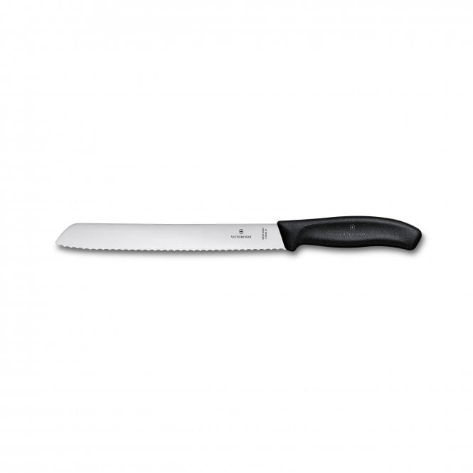 Swiss Classic Bread knife, 21cm, wavy, black