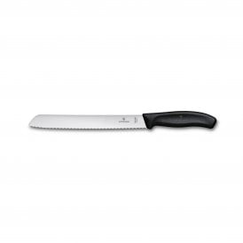 Bread knife, 21cm, wavy, black