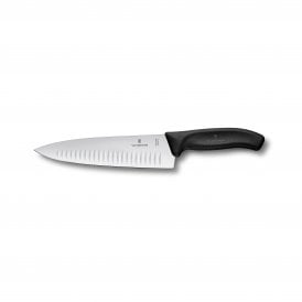Chef's knife, 20cm, Straight, Fluted, Black