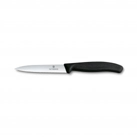 Paring knife, 10cm, wavy, pointed tip, black