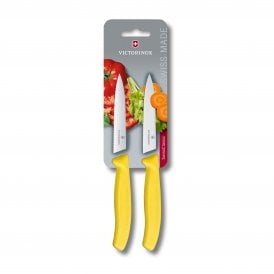 Paring knife, 2pcs, 10cm, wavy/straight, yellow