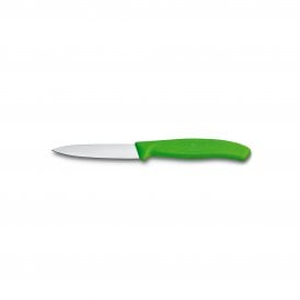 Paring knife, 8cm, straight, pointed tip, green