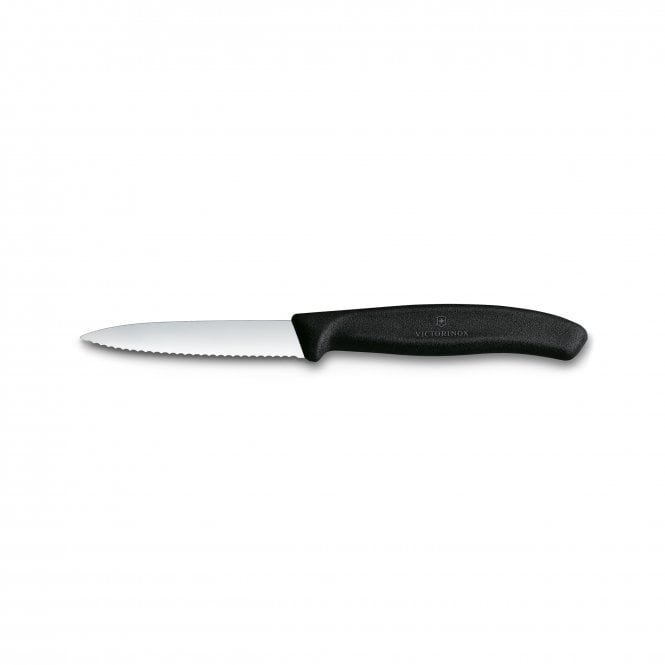 Swiss Classic Paring knife, 8cm, wavy, pointed tip, black
