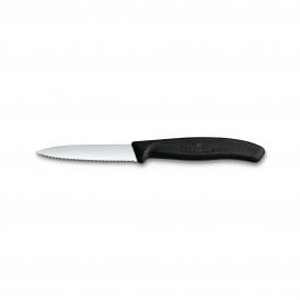 Paring knife, 8cm, wavy, pointed tip, black