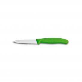 Paring knife, 8cm, wavy, pointed tip, green