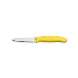 Paring knife, 8cm, wavy, pointed tip, yellow