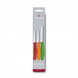 Swiss Classic, paring knife set, 3pcs, red, orange, green