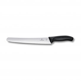 Pastry knife, 26cm, wavy, black, gift box