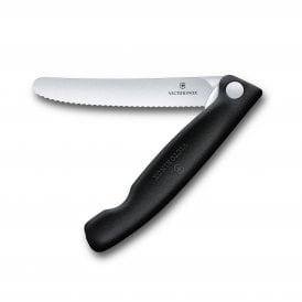 Picnic knife, 11cm, wavy, black, blister