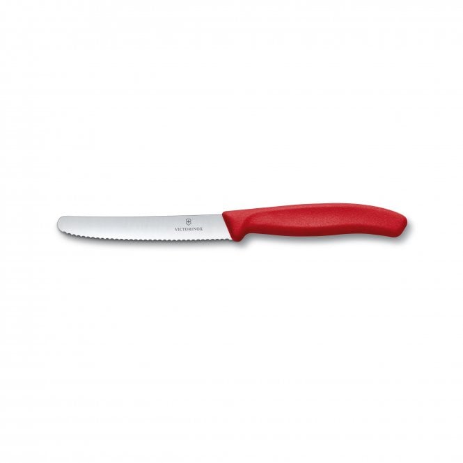 Swiss Classic Tomato and table knife, 11cm, wavy, red