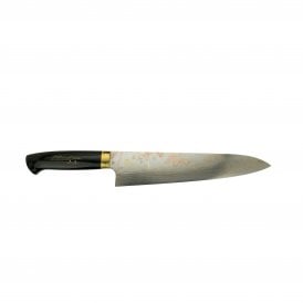 Takeshi Saji Makie - Art R2 AOGAMI NO.2 Coloured Damascus Japanese Chef's Gyuto Knife 240mm with Urushi Lacquered Saya and handle FUJI on Lake