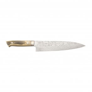 Takeshi Saji R2 Damascus Diamond-finish Gyuto210 with Deer horn handle (Ethically Sourced)