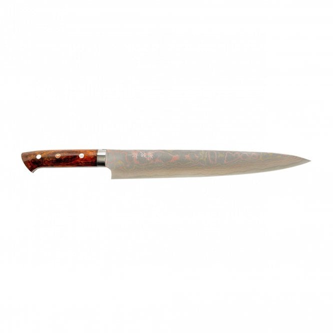Takeshi Saji Takeshi Saji Rainbow Damascus 27cm Sujihiki with Ironwood Handle