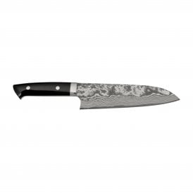 Takeshi Saji VG-10 Damascus 18cm Santoku Knife with Black Mikarta Handle