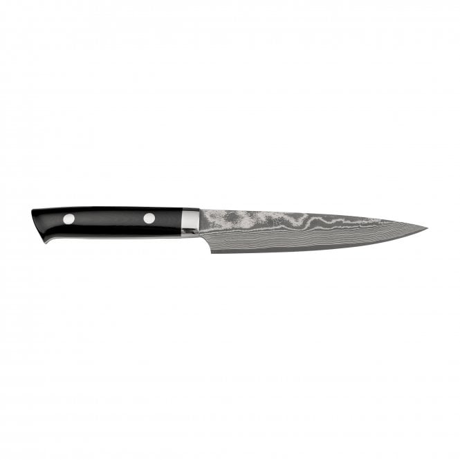 Takeshi Saji Takeshi Saji VG10 Damascus 13.5cm Petty Knife with Black Mikarta Handle